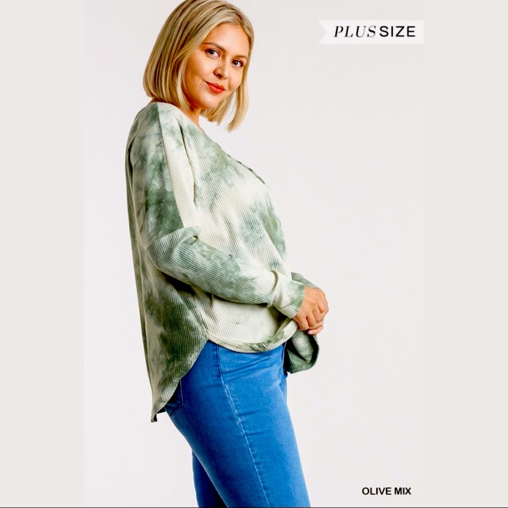 NEW Umgee Plus Olive Mix Tie Dye Top XL-2XL - Picture 4 of 15